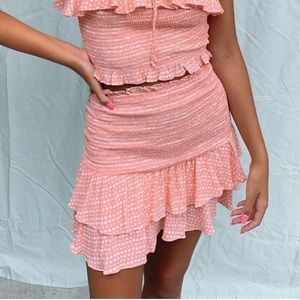 Coral polka dot skirt